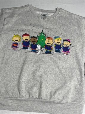 Peanuts light-up holiday heathered grey crewneck sweatshirt. Size Small. EUC.
